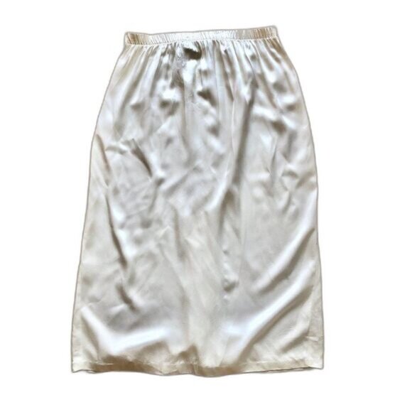Dresses & Skirts - Vintage Ivory White Satin Midi Skirt Size Medium